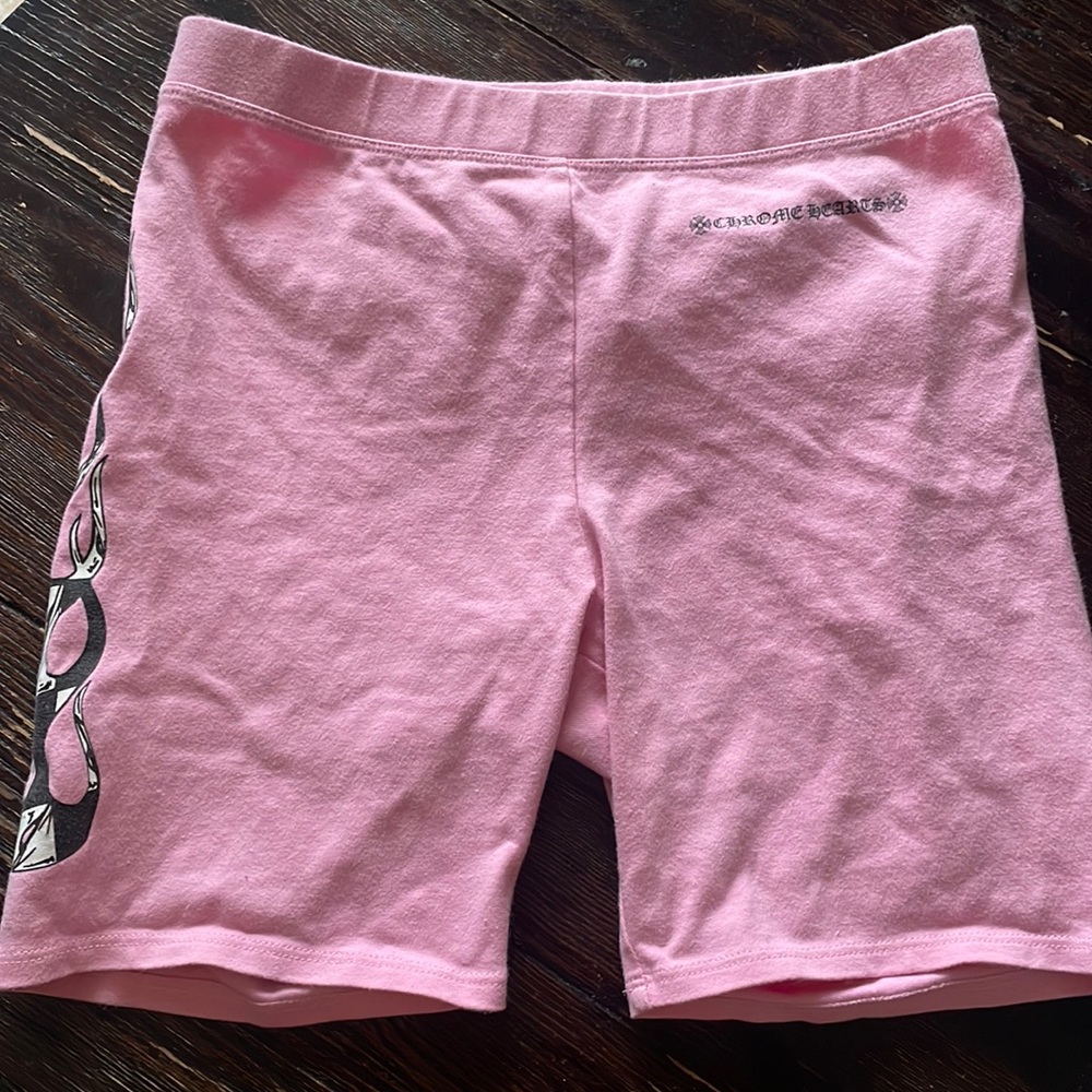 Women chrome heart shorts